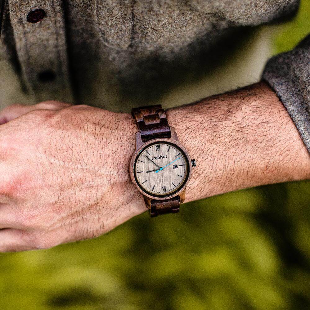 Odyssey Cathaya Walnut Blue Men's Wooden Watch