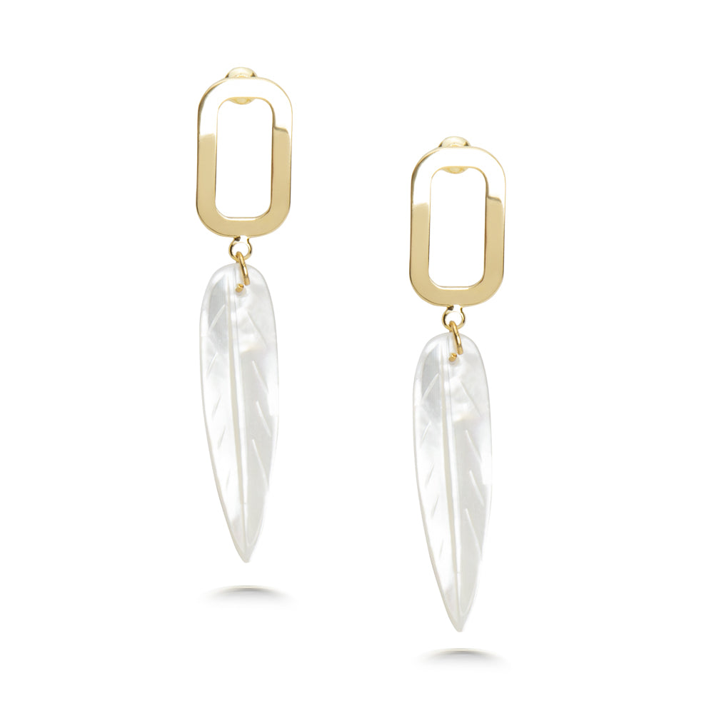 Feather Shell Drop Earrings Women's Stone Earring