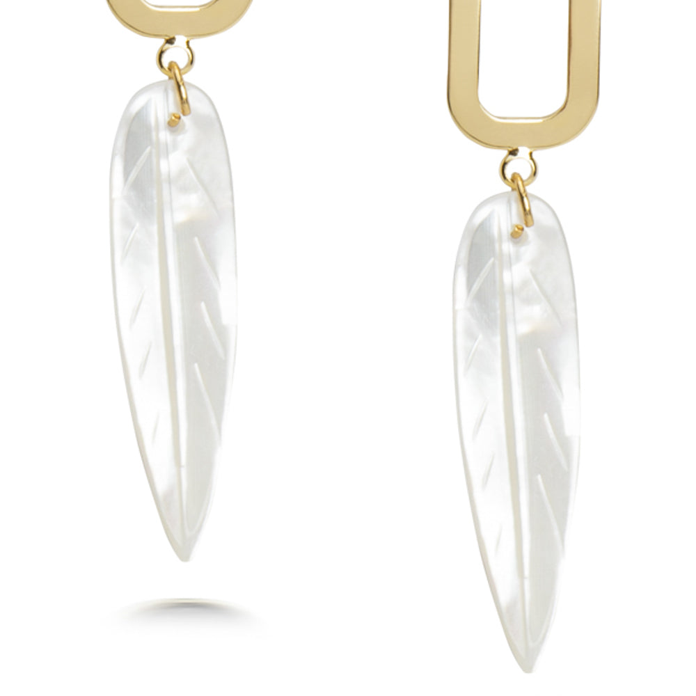 Feather Shell Drop Earrings Women's Stone Earring