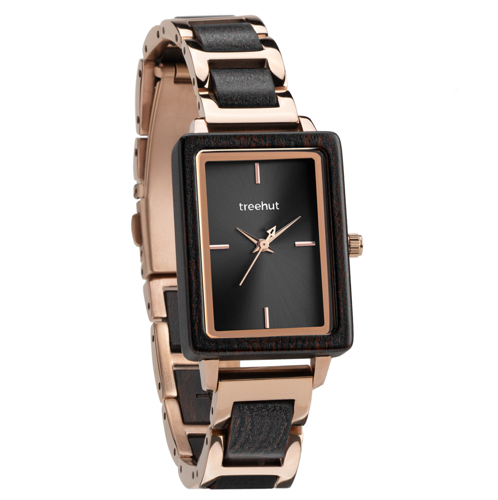 Lola Ebony Rose Gold Women's Stainless Steel Wooden Watch