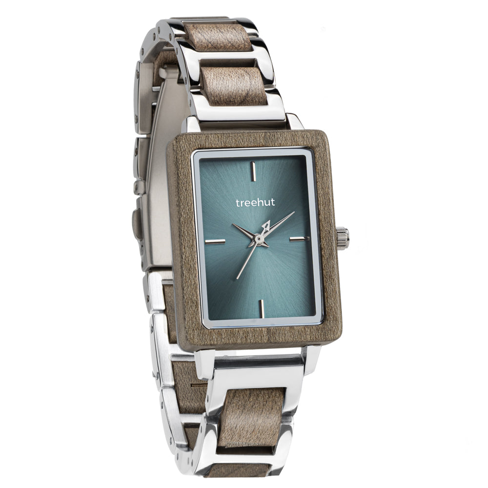 Lola Silver Maple Blue Women's Stainless Steel Wooden Watch