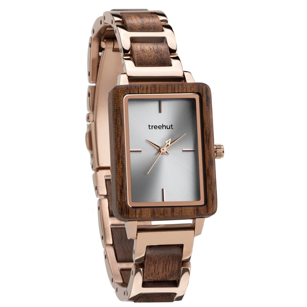 Lola Walnut Rose Gold Women's Stainless Steel Wooden Watch