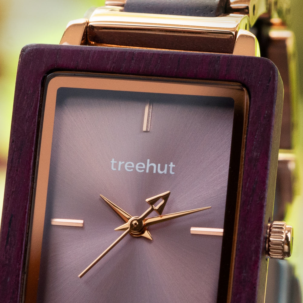Lola Purple Heart Violet Women's Stainless Steel Wooden Watch