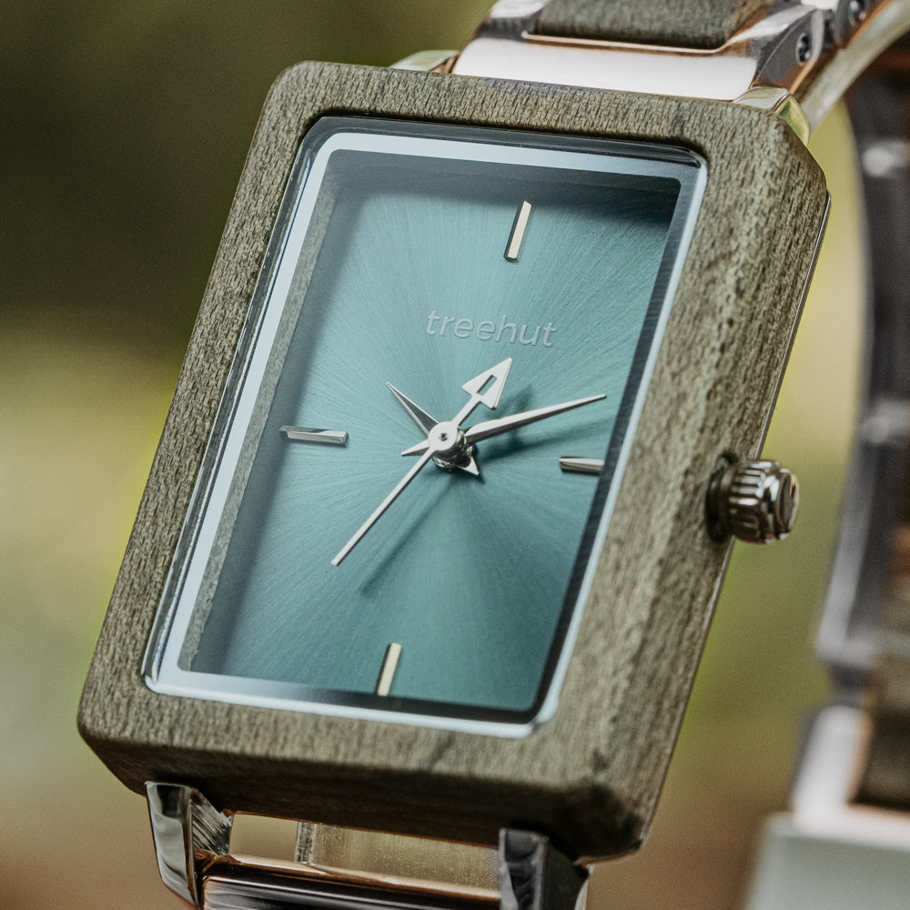 Lola Silver Maple Blue Women's Stainless Steel Wooden Watch