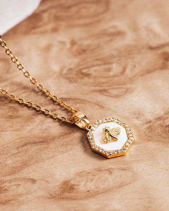 Treehut handmade gold bee necklace 