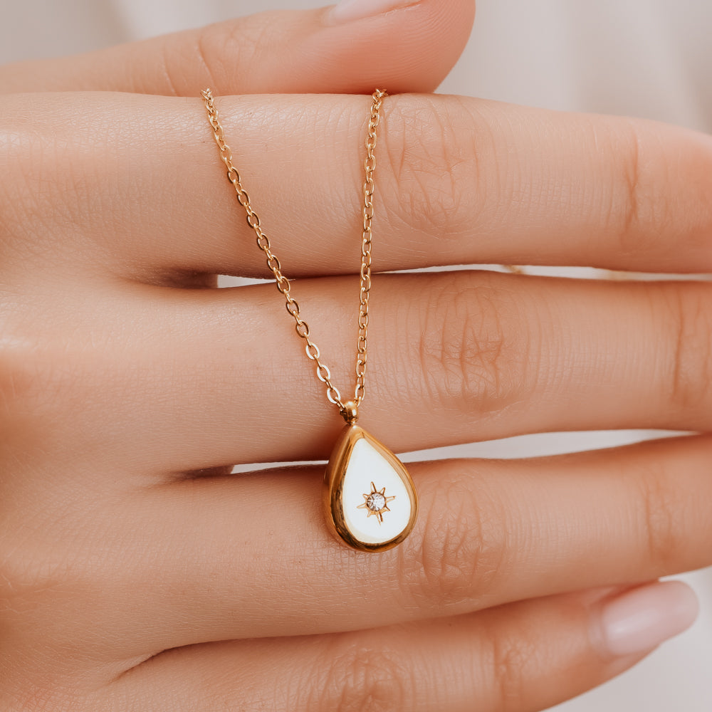 Teardrop necklace north star zirconia necklace