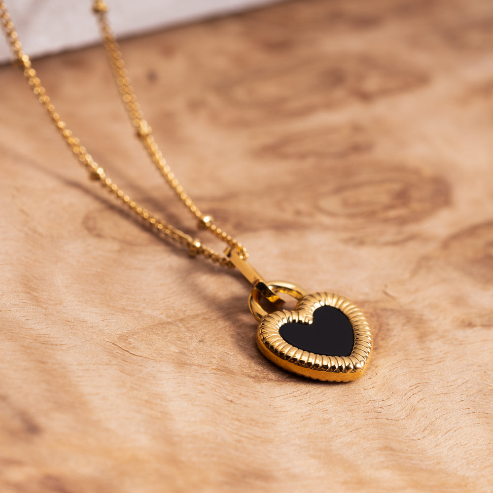 Treehut black heart necklace ball chain necklace