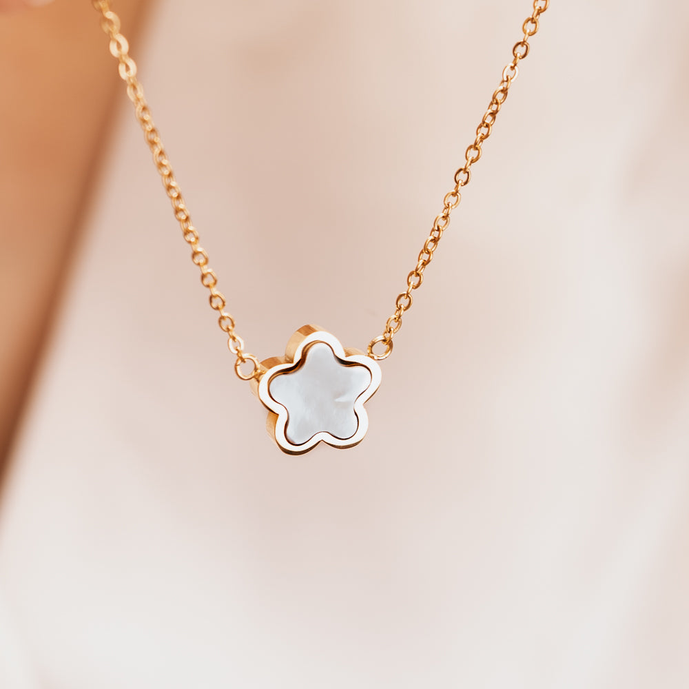 white flower necklace