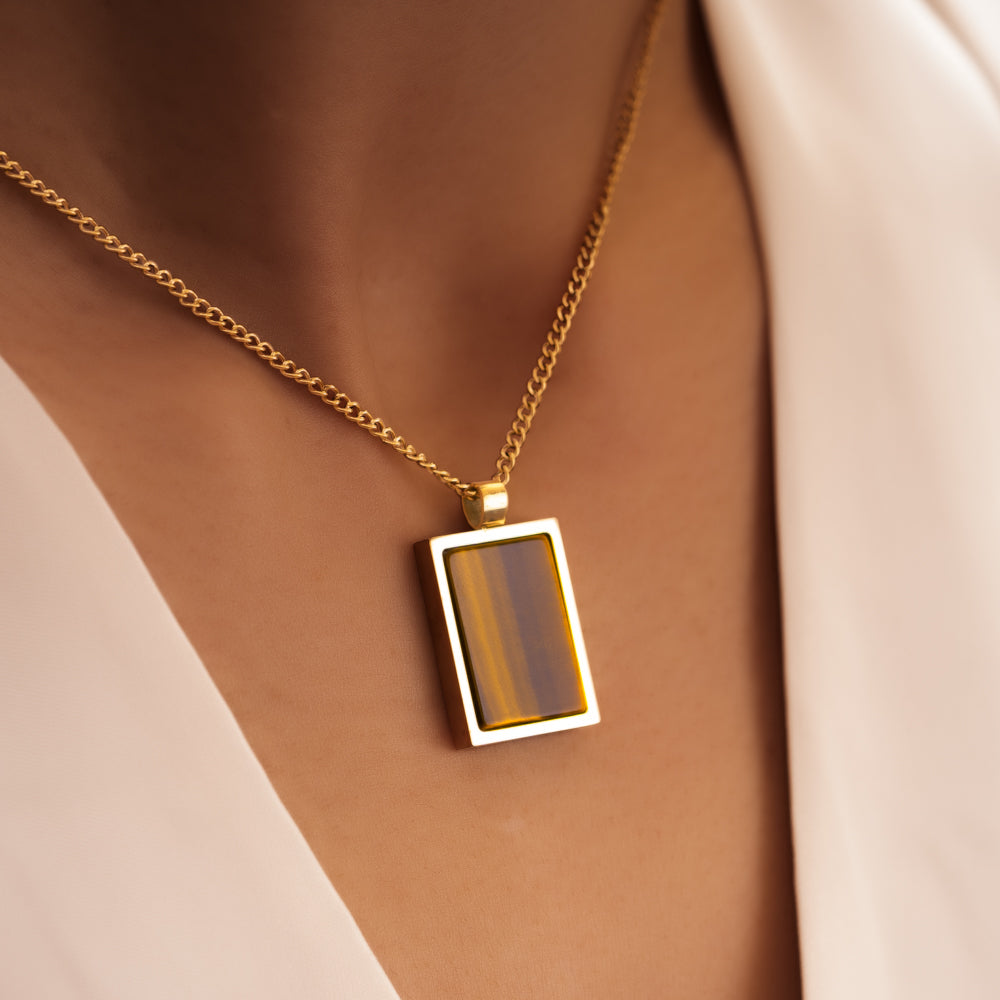 Natural Tiger's Eye stone necklace