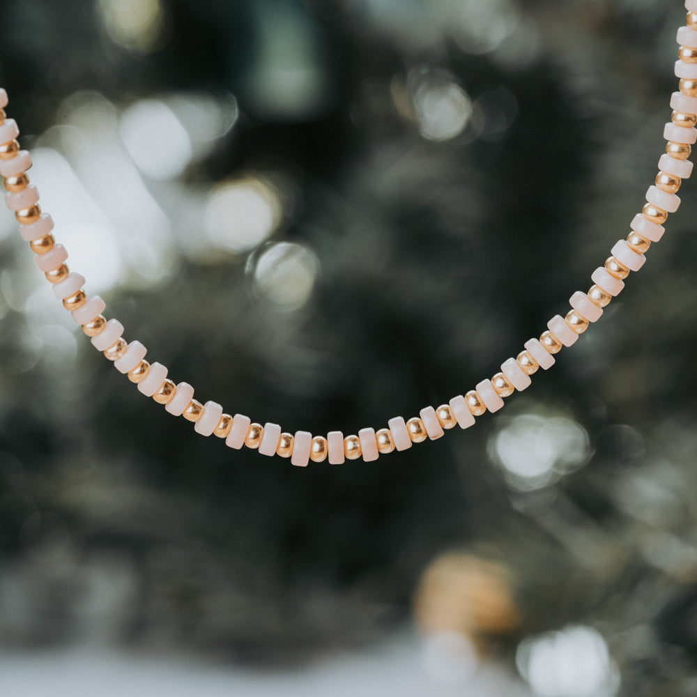 Pink and gold fashion choker necklace. The perfect natural stone jewelry gift for her