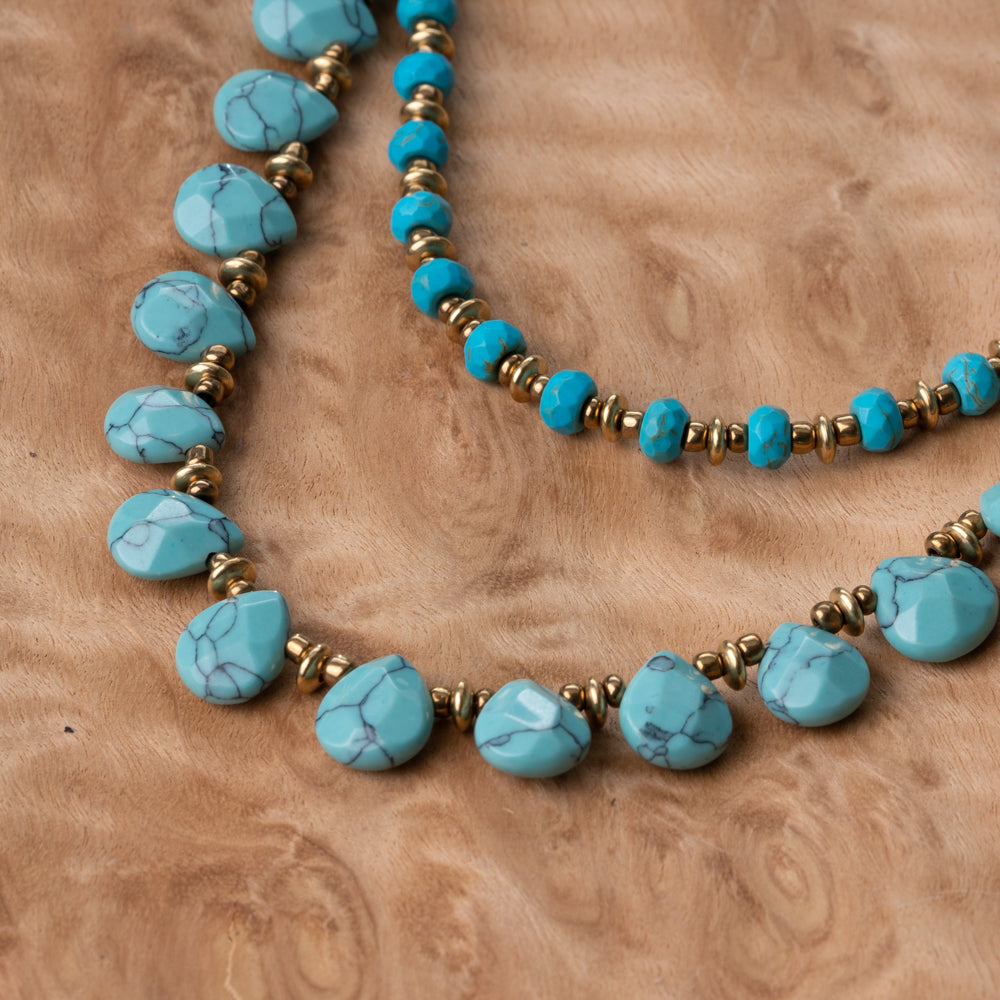 Handmade natural turquoise stone jewelry handmade in California. Protection stone necklace for her