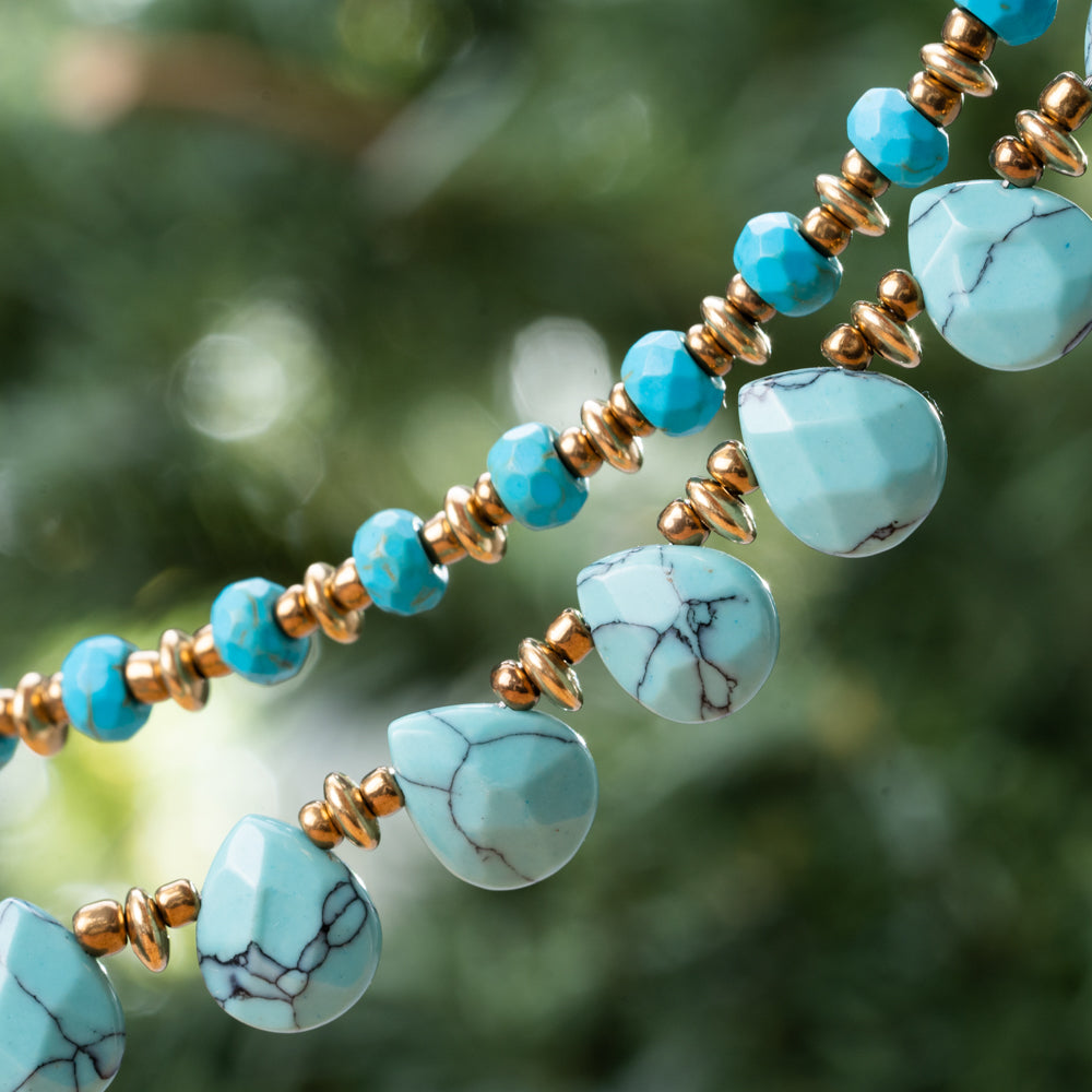 Healing stone necklace for her made with natural turquoise stones