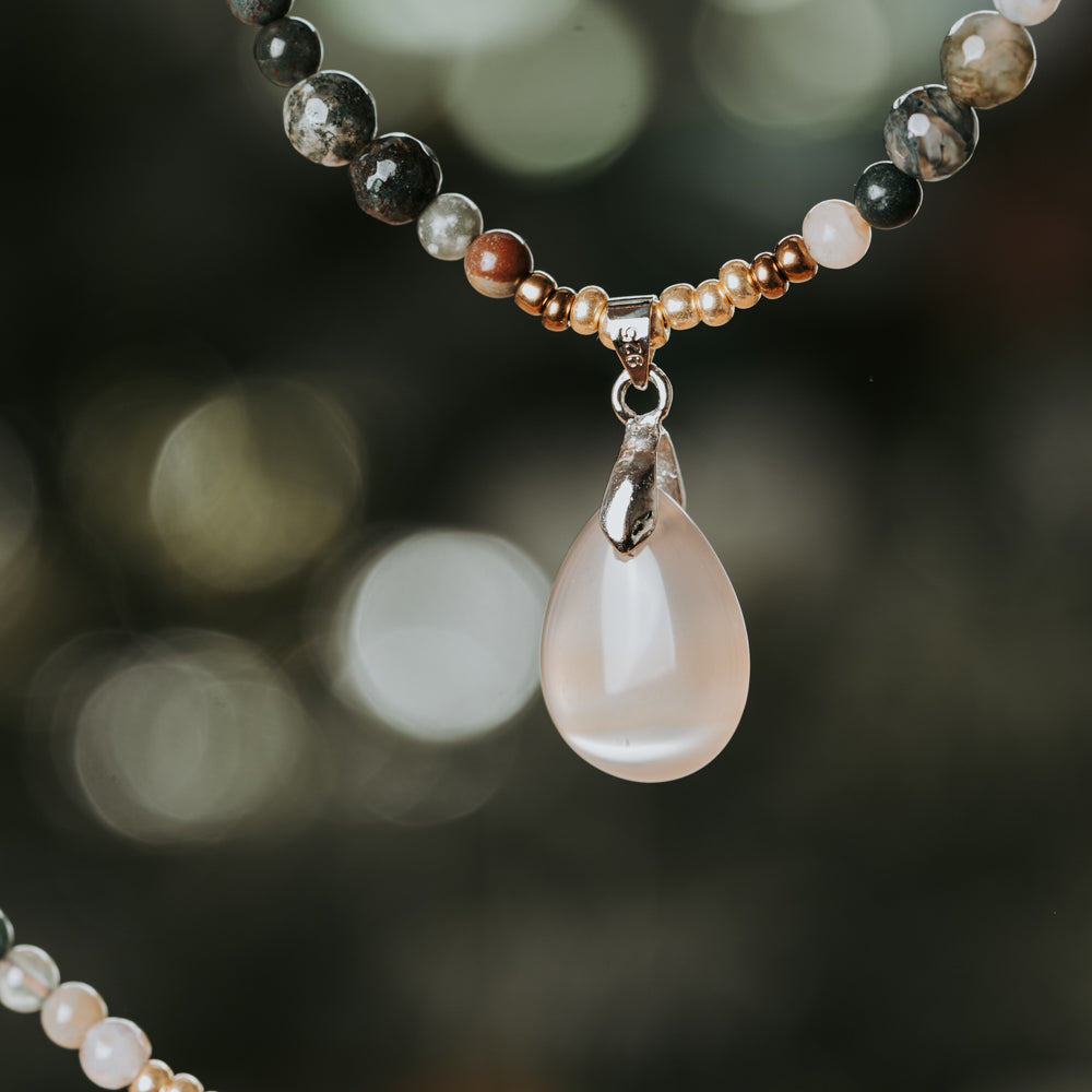 white stone necklace