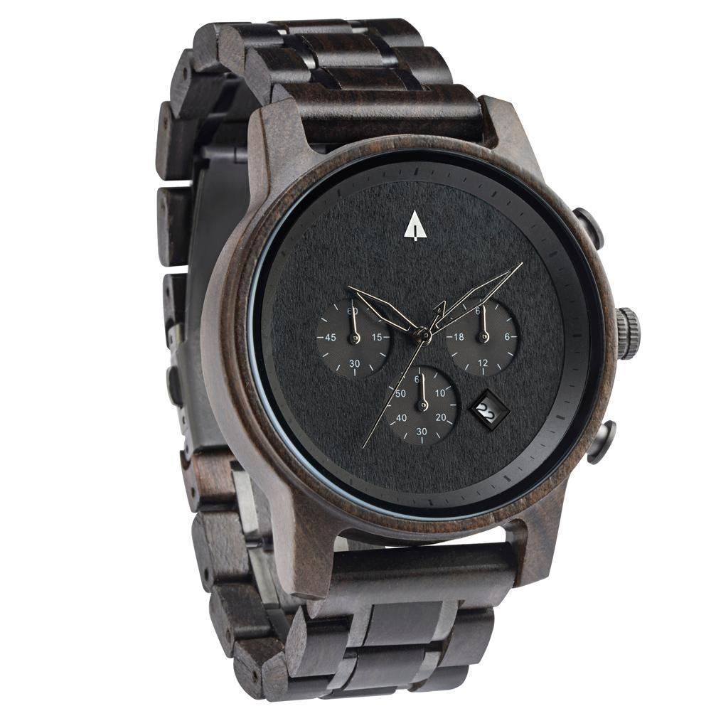 North Black Ebony Monochrome Men's Chrono Wooden Watch