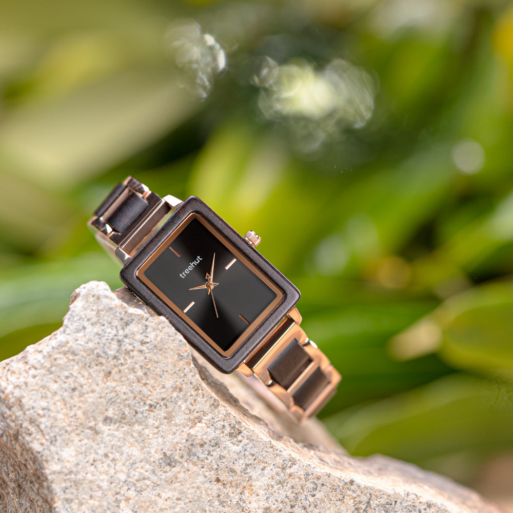 Lola Ebony Rose Gold Women's Stainless Steel Wooden Watch