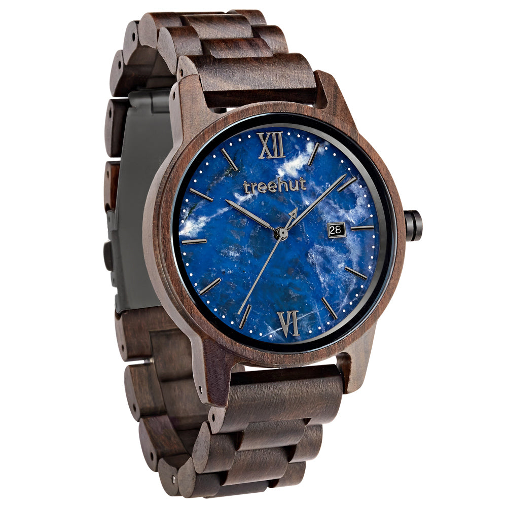 Odyssey Blue Marble Ebony Men’s Wooden Watch