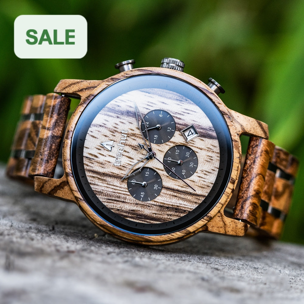 North Zebrawood Gunmetal Men's Chrono Wooden Watch