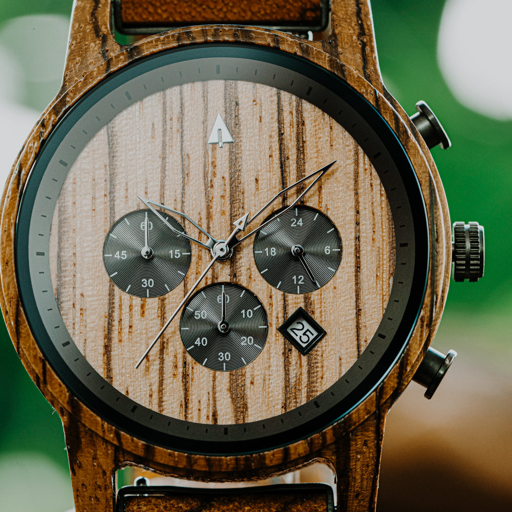 North Zebrawood Gunmetal Men's Chrono Wooden Watch