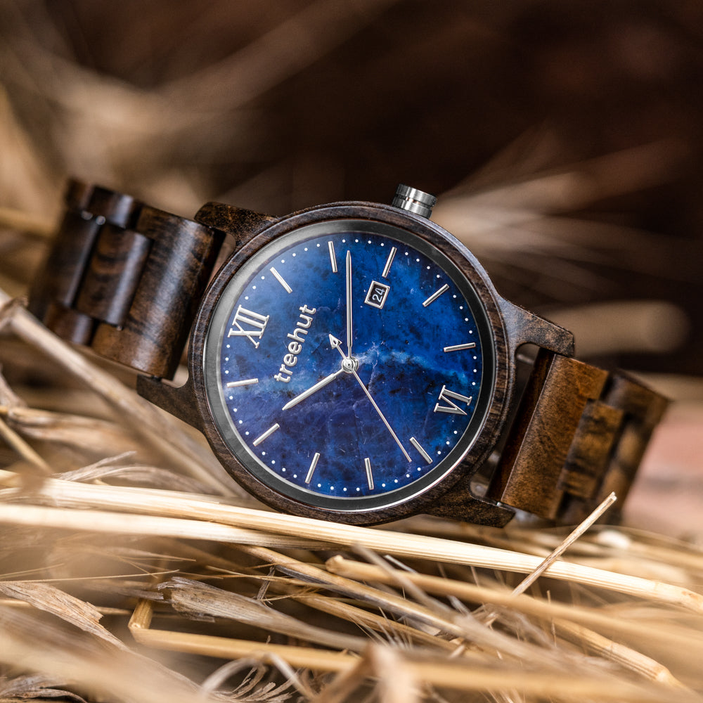 Odyssey Blue Marble Ebony Men’s Wooden Watch