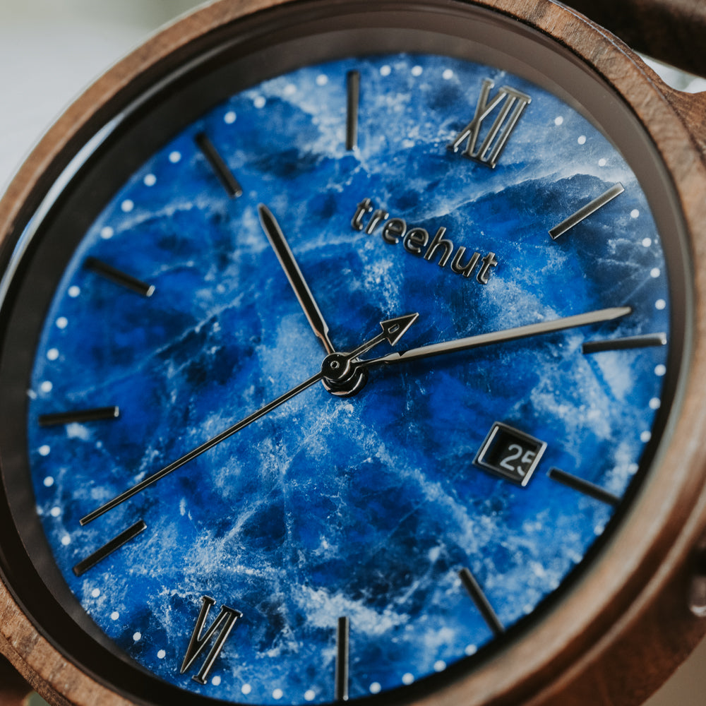 Odyssey Blue Marble Ebony Men’s Wooden Watch
