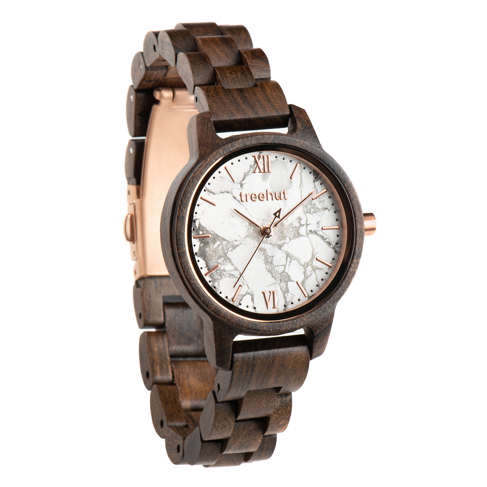 Odyssey Women's Ebony Marble Women's Wooden Watch
