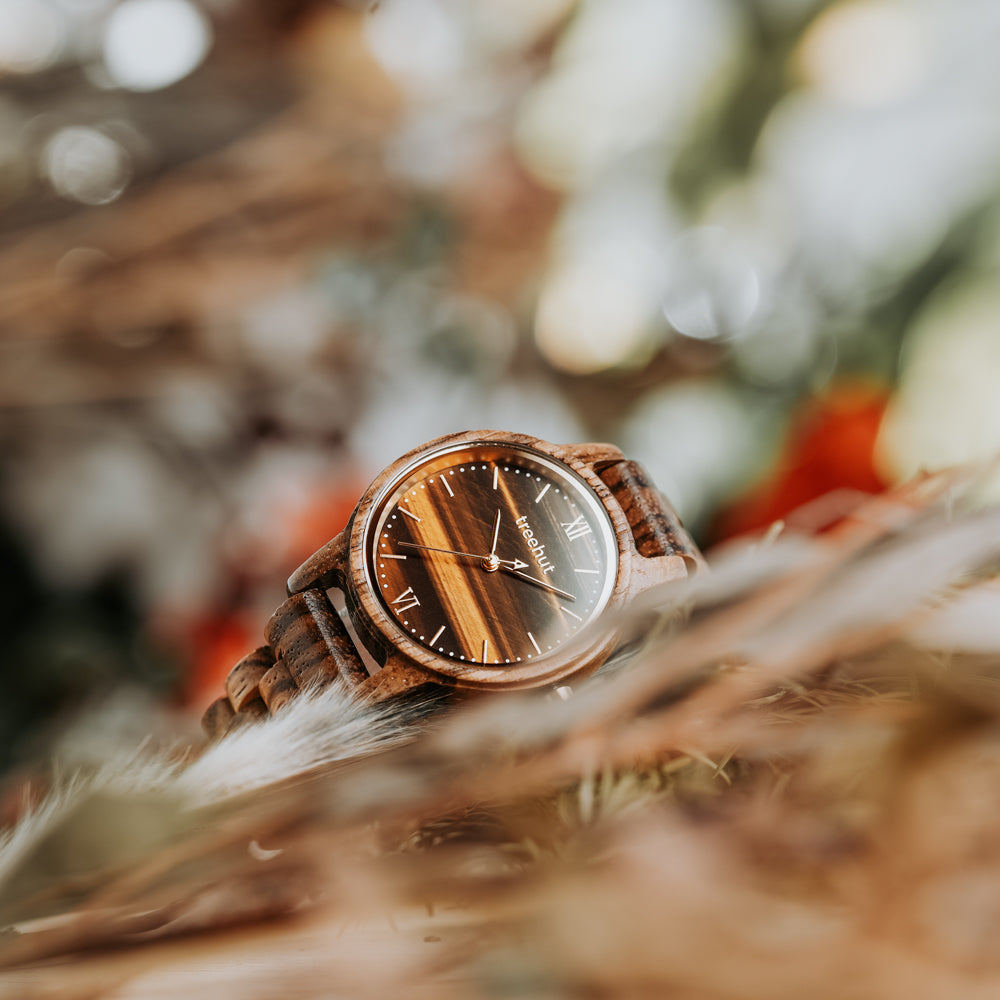 Odyssey Women's Tiger Eye Zebrawood Women's Wooden Watch