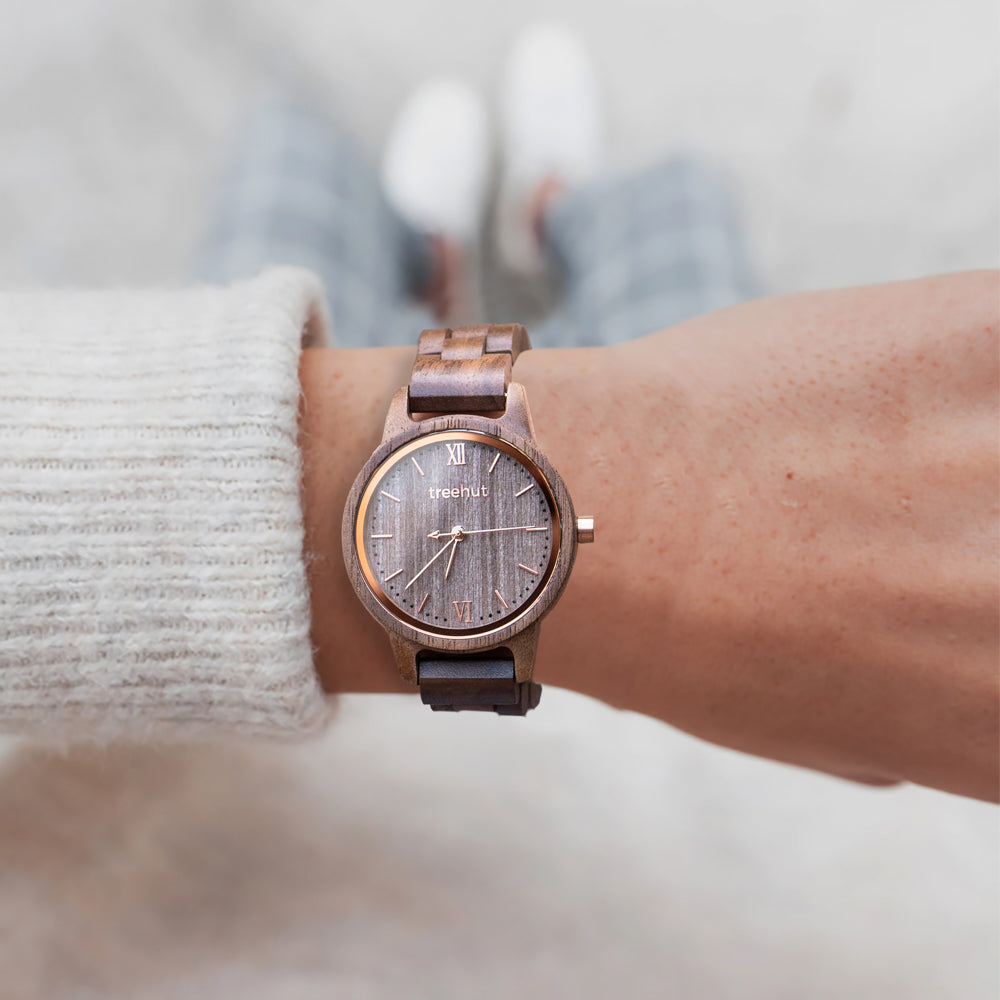 Odyssey Women's Walnut Rose Gold Women's Wooden Watch