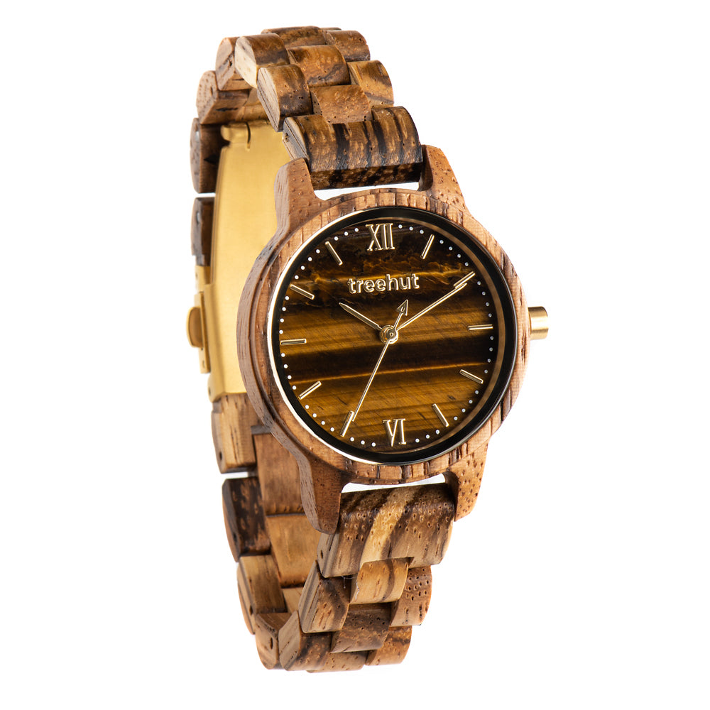 Odyssey Women's Tiger Eye Zebrawood Women's Wooden Watch