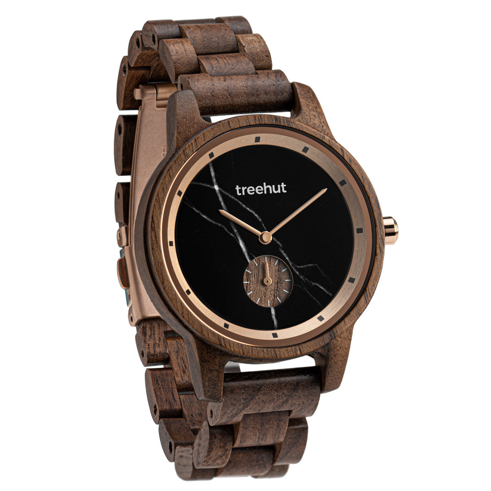 Paradise Walnut Black Marble Women's Wooden Watch
