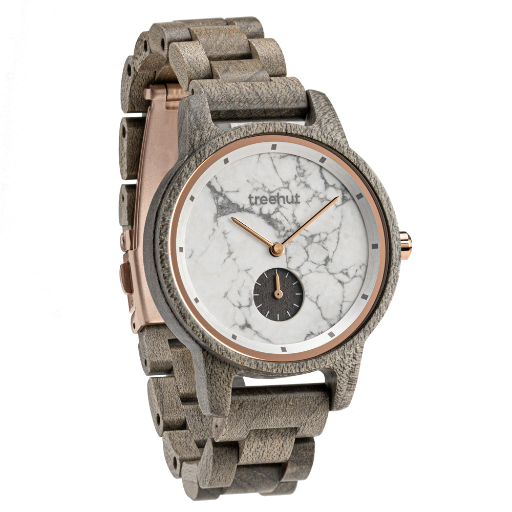 Paradise Grey Maple White Marble Women's Wooden Watch