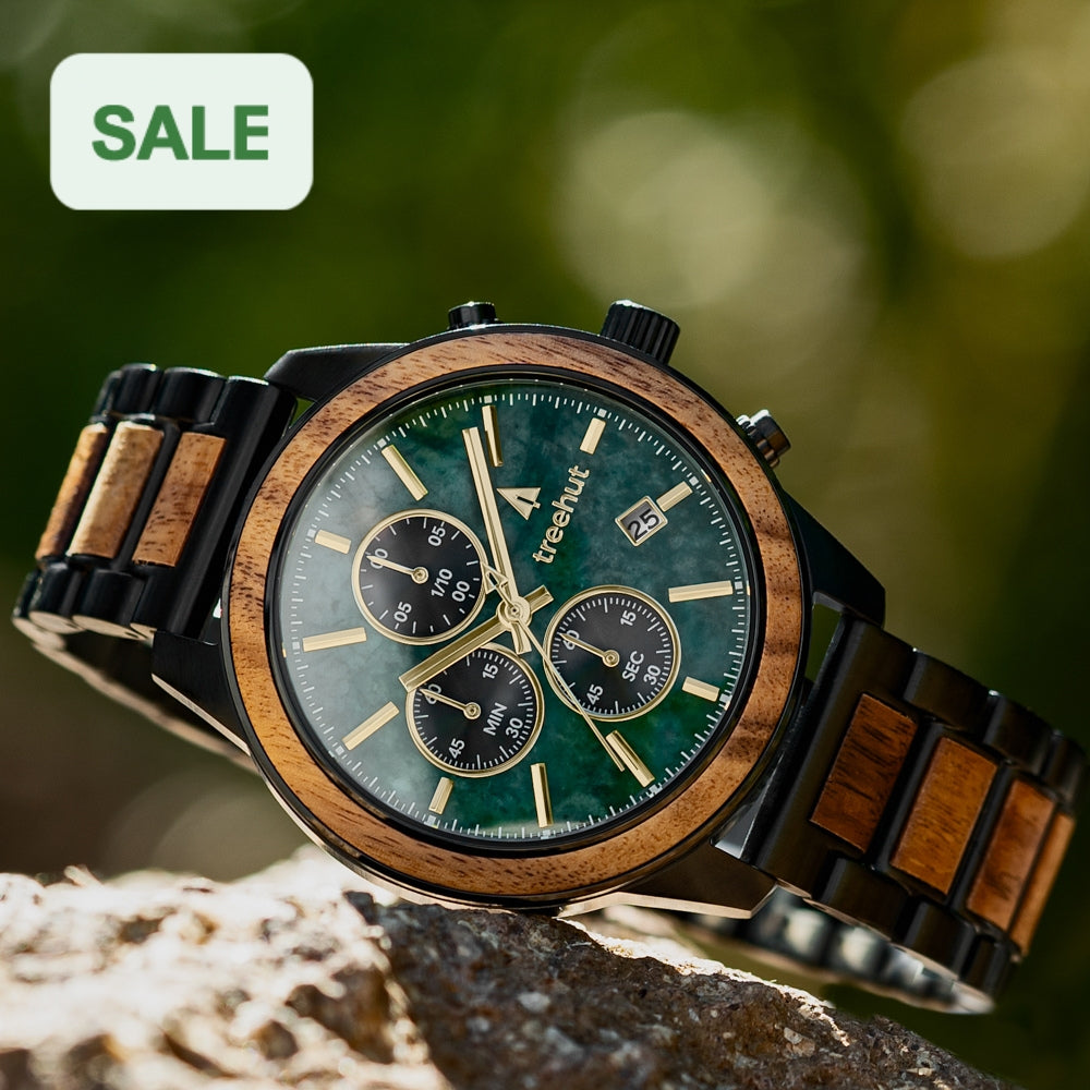 Quest Green Marble Koa Men's Wooden Watch