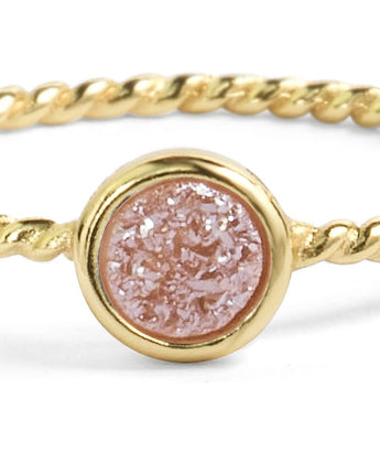 Teeny Champagne Pink Druzy Stacking Ring Women's Stone Ring