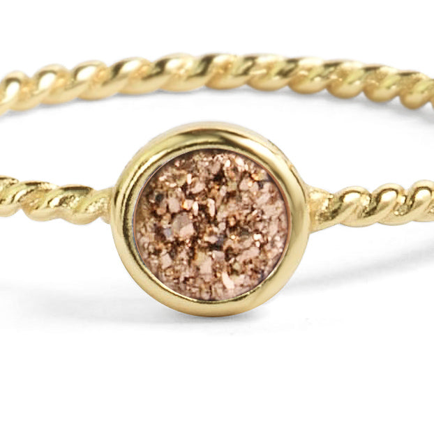 Teeny Rose Gold Druzy Stacking Ring Women's Stone Ring