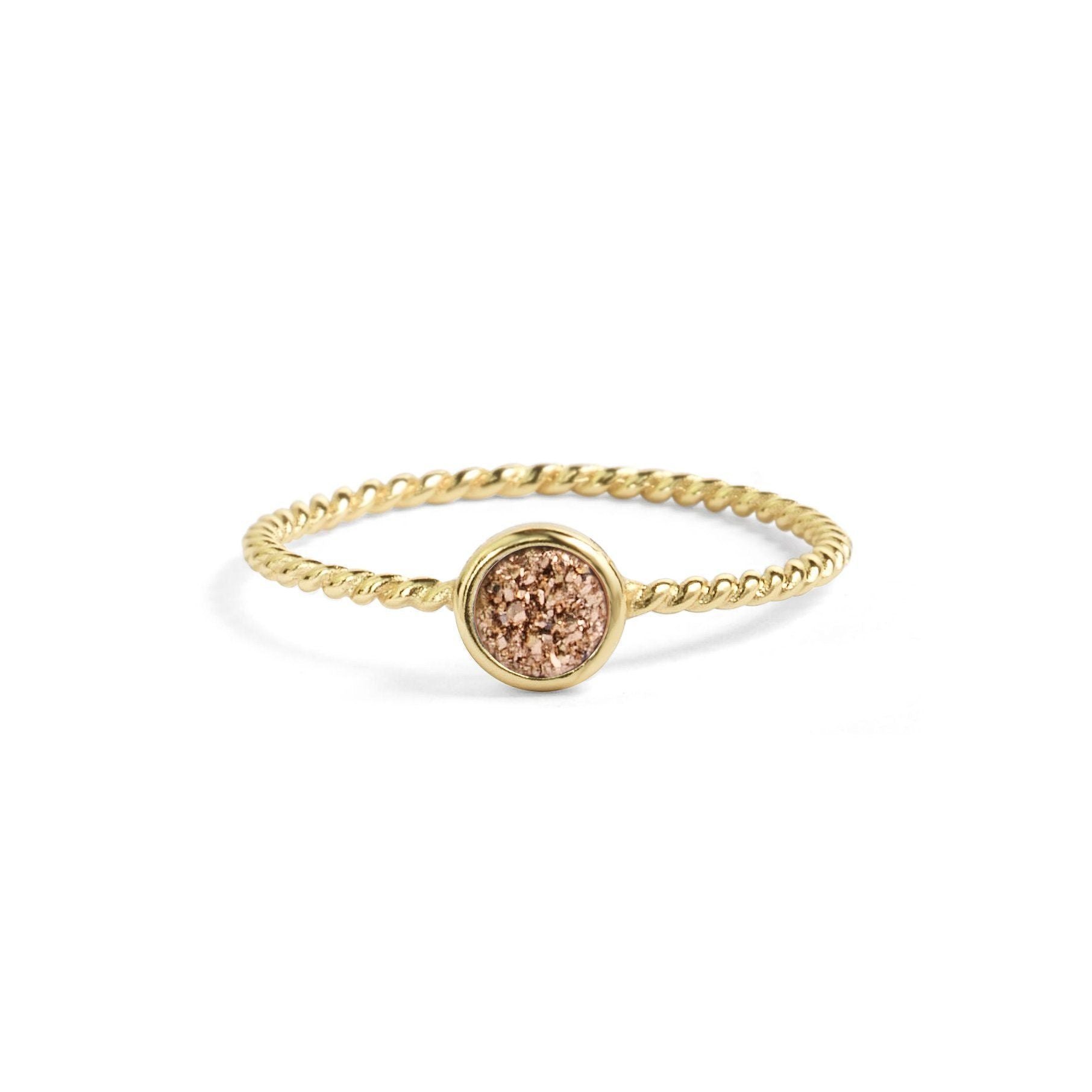 Teeny Rose Gold Druzy Stacking Ring Women's Stone Ring