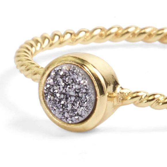 silver druzy ring