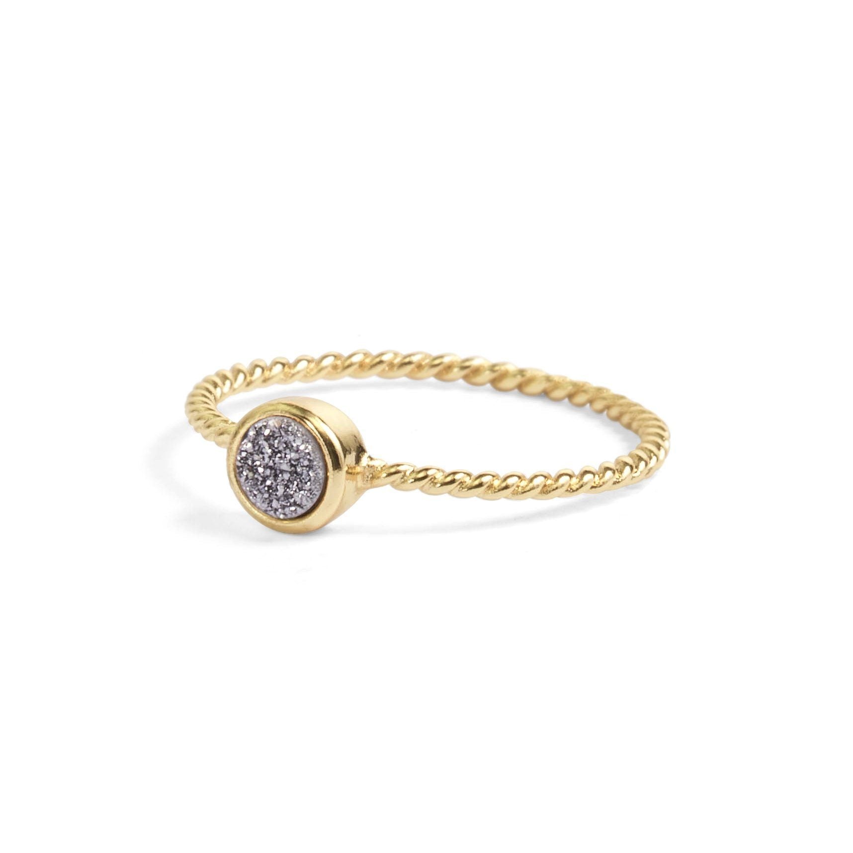 silver druzy ring