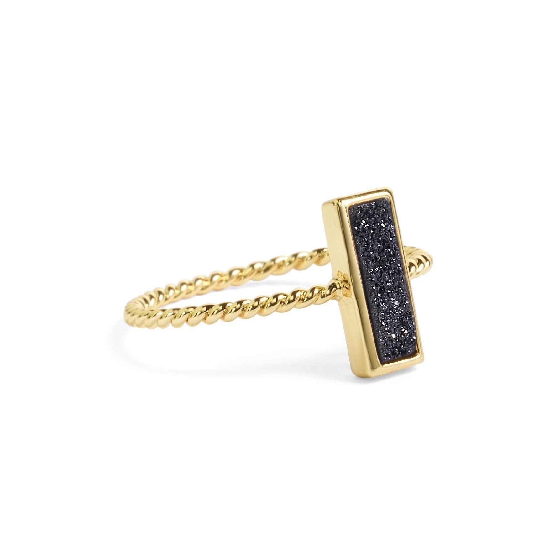 Tall Black Stacking Ring Women's Stone Ring