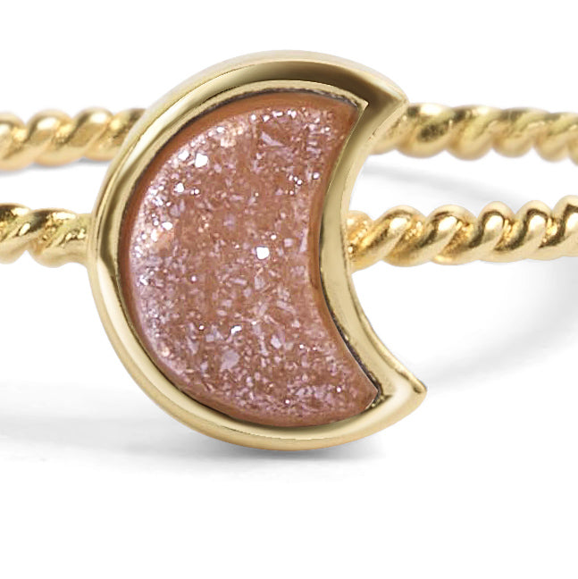 Moonbloom Champagne Pink Druzy Stacking Ring Women's Stone Earring