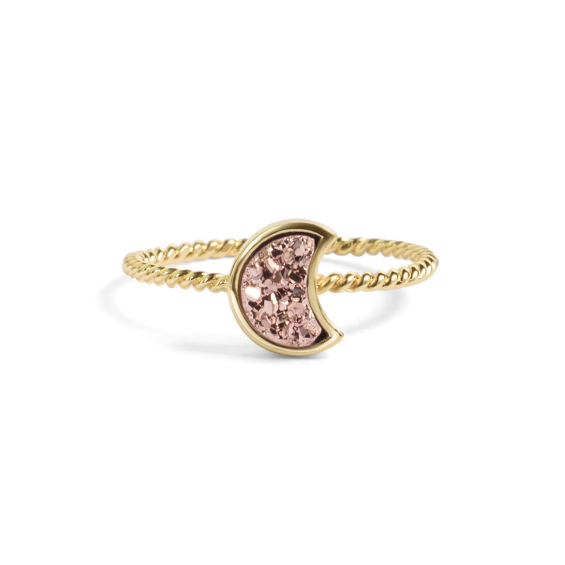 Moonbloom Rose Gold Druzy Stacking Ring Women's Stone Ring