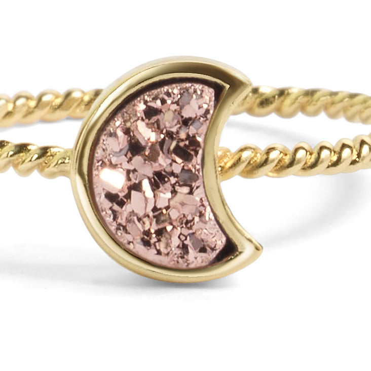 Moonbloom Rose Gold Druzy Stacking Ring Women's Stone Ring