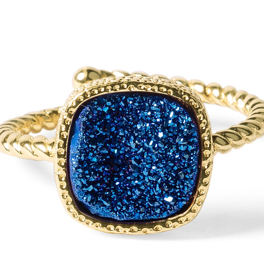 blue druzy ring for women