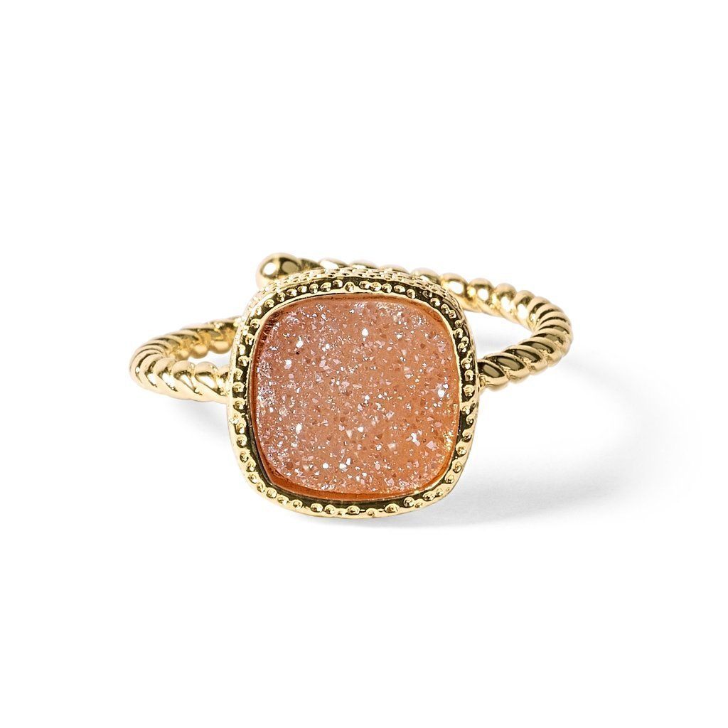 pink druzy ring for women