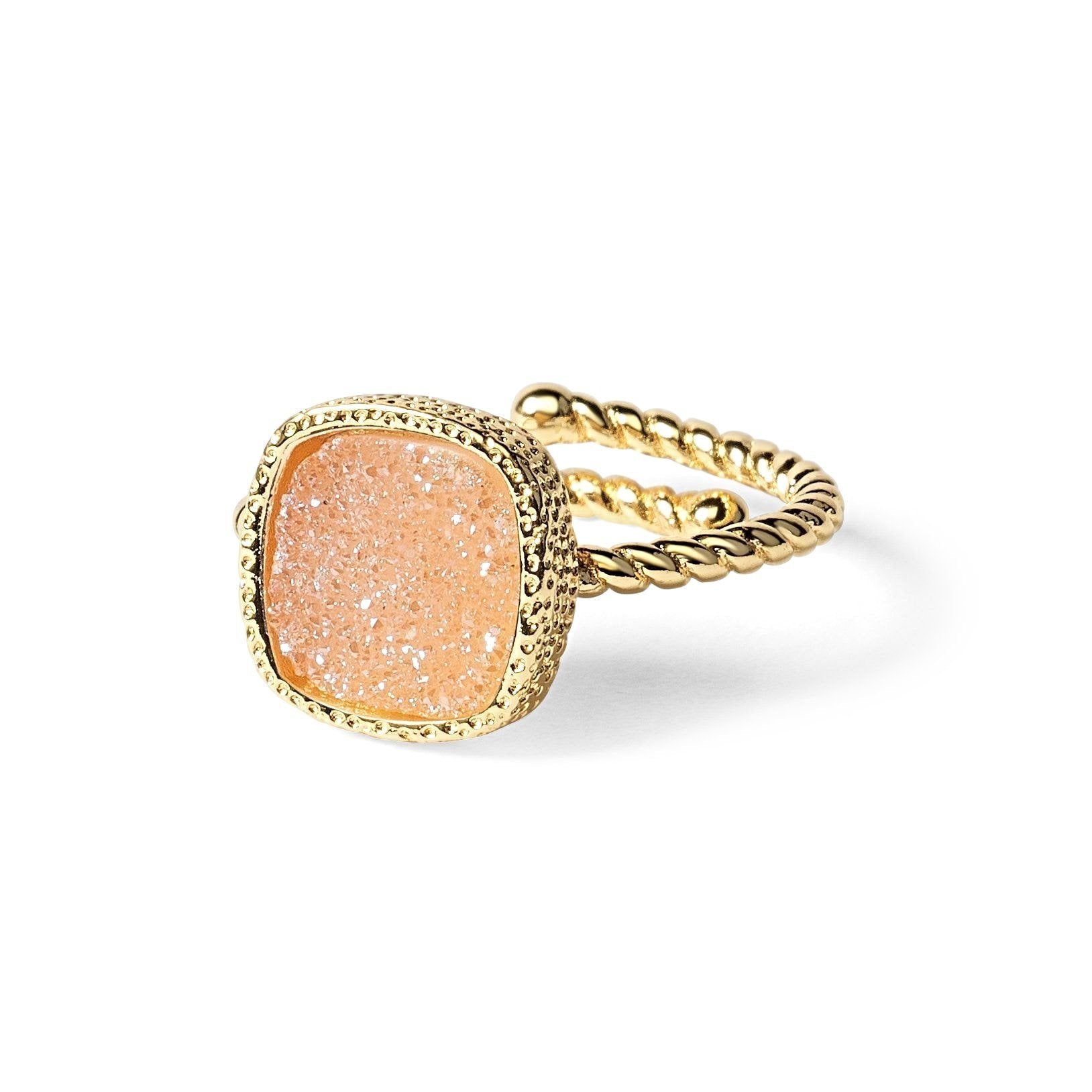 pink druzy ring