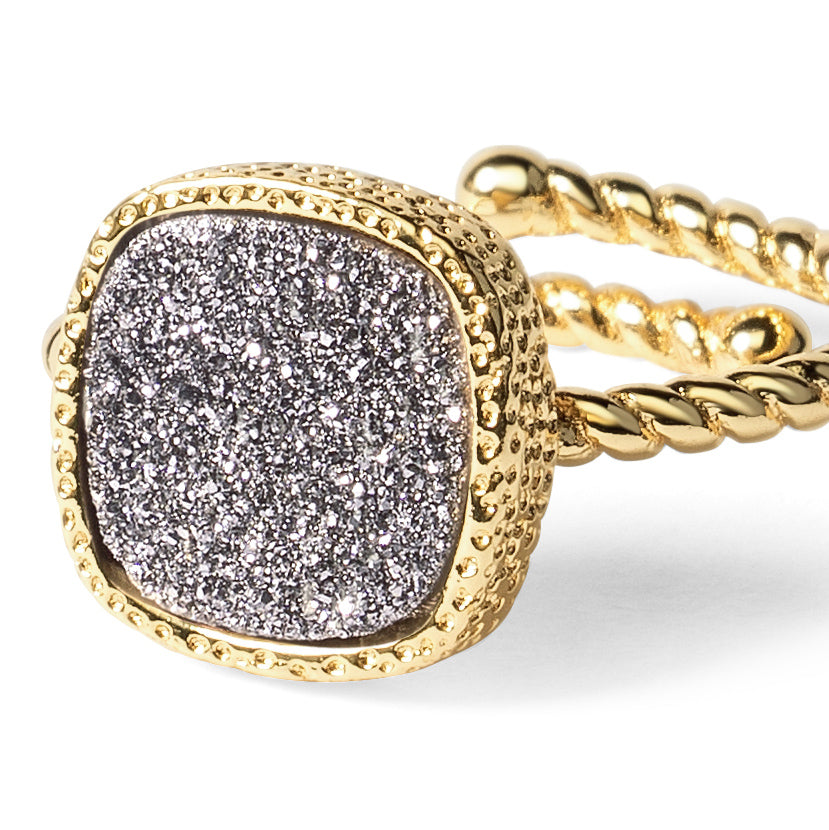 silver druzy ring
