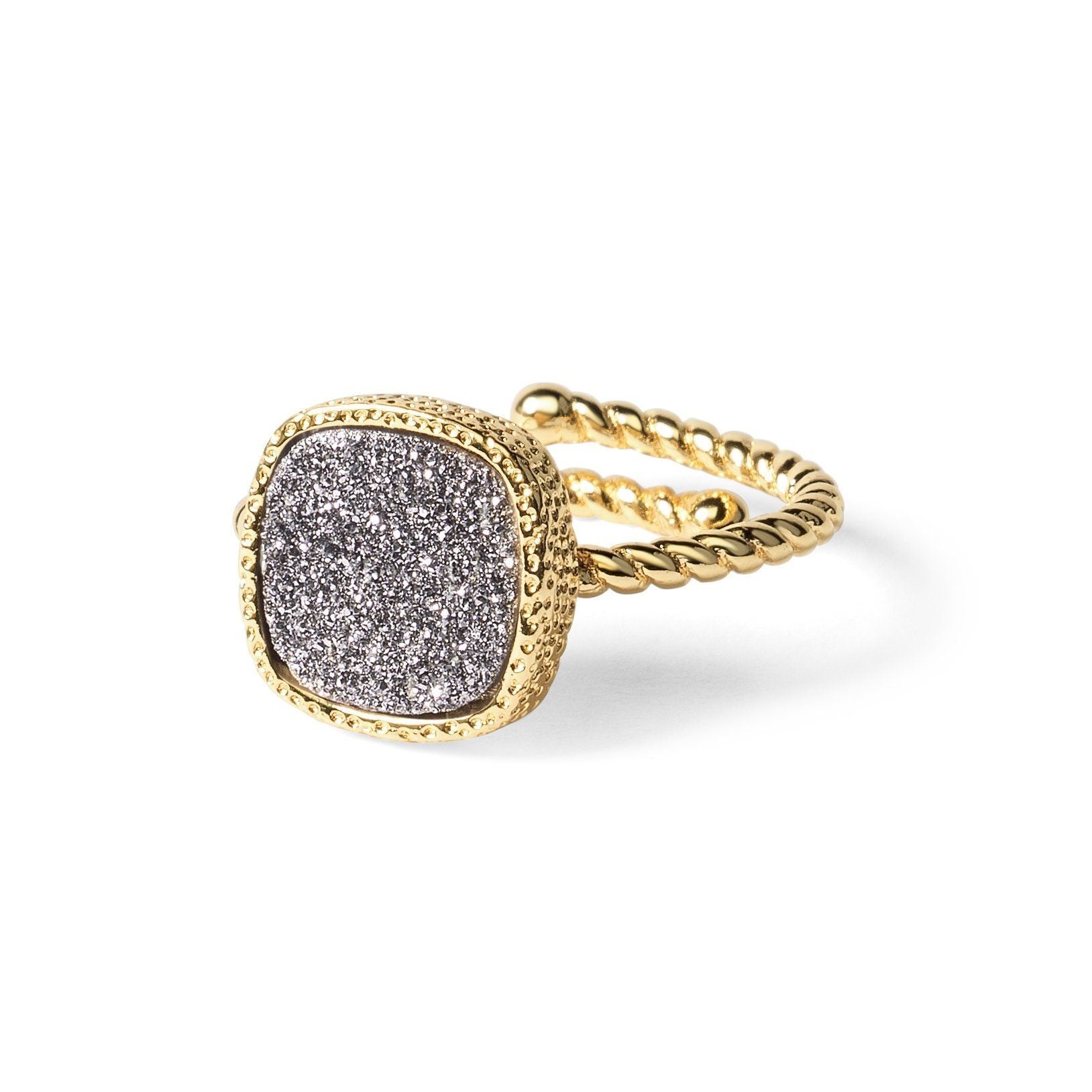silver druzy ring