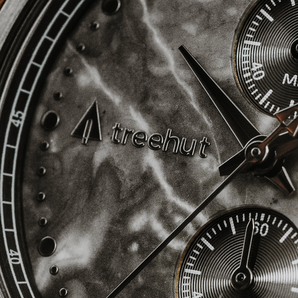 Rise Grey Marble Vegan Men's Stainless Steel Wooden Watch