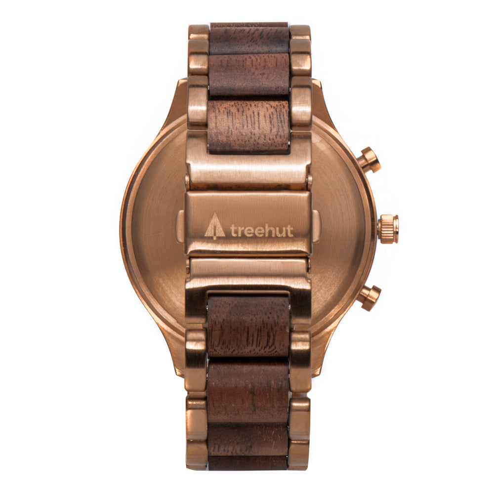 Rise Bronze Blue Marble Men's Stainless Steel Wooden Watch