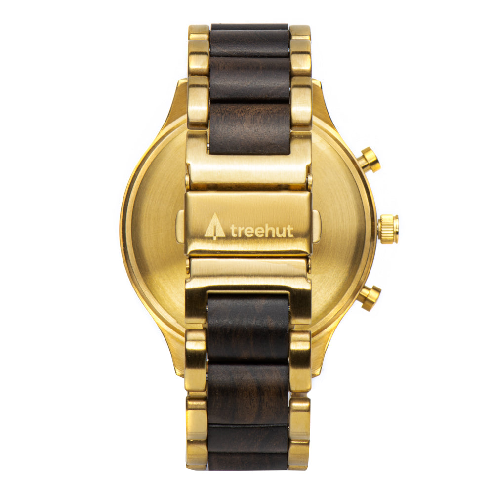 Rise Ebony Marble Gold Men's Stainless Steel Wooden Watch
