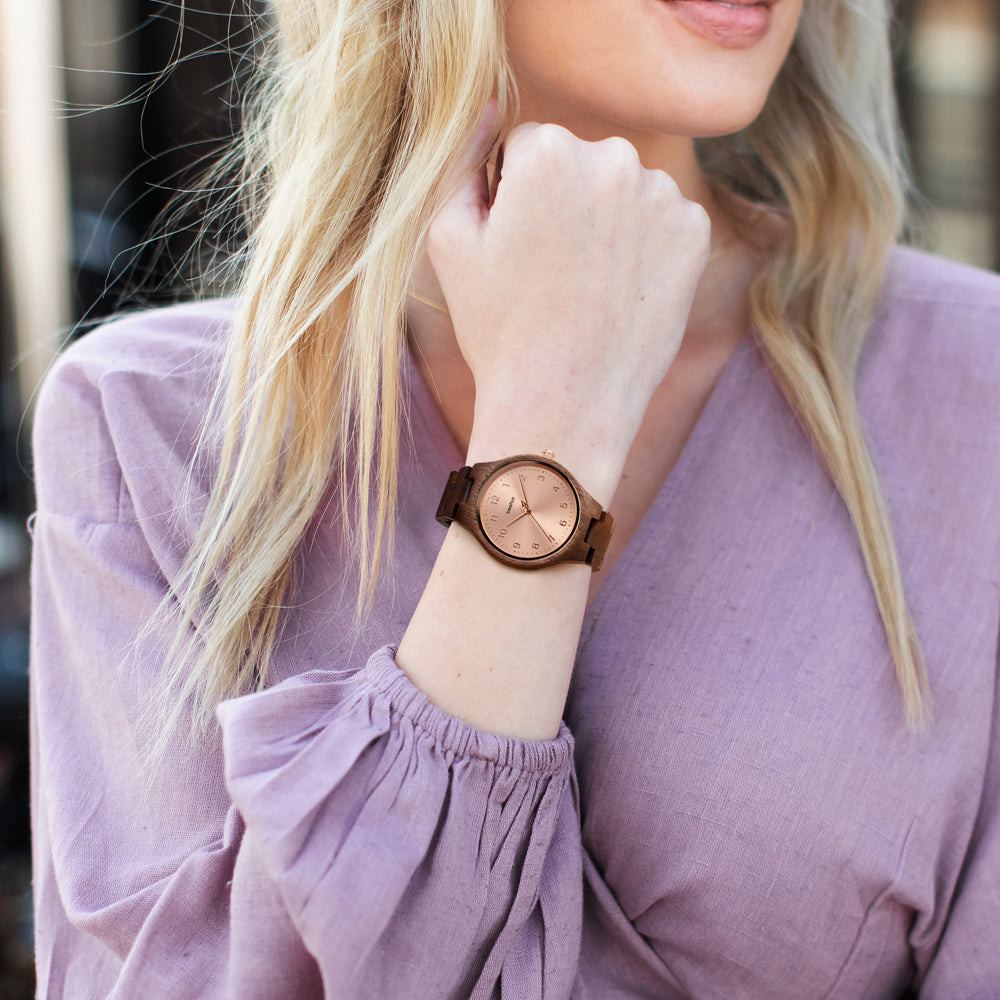 Solstice Walnut Rose Gold Women's Wooden Watch