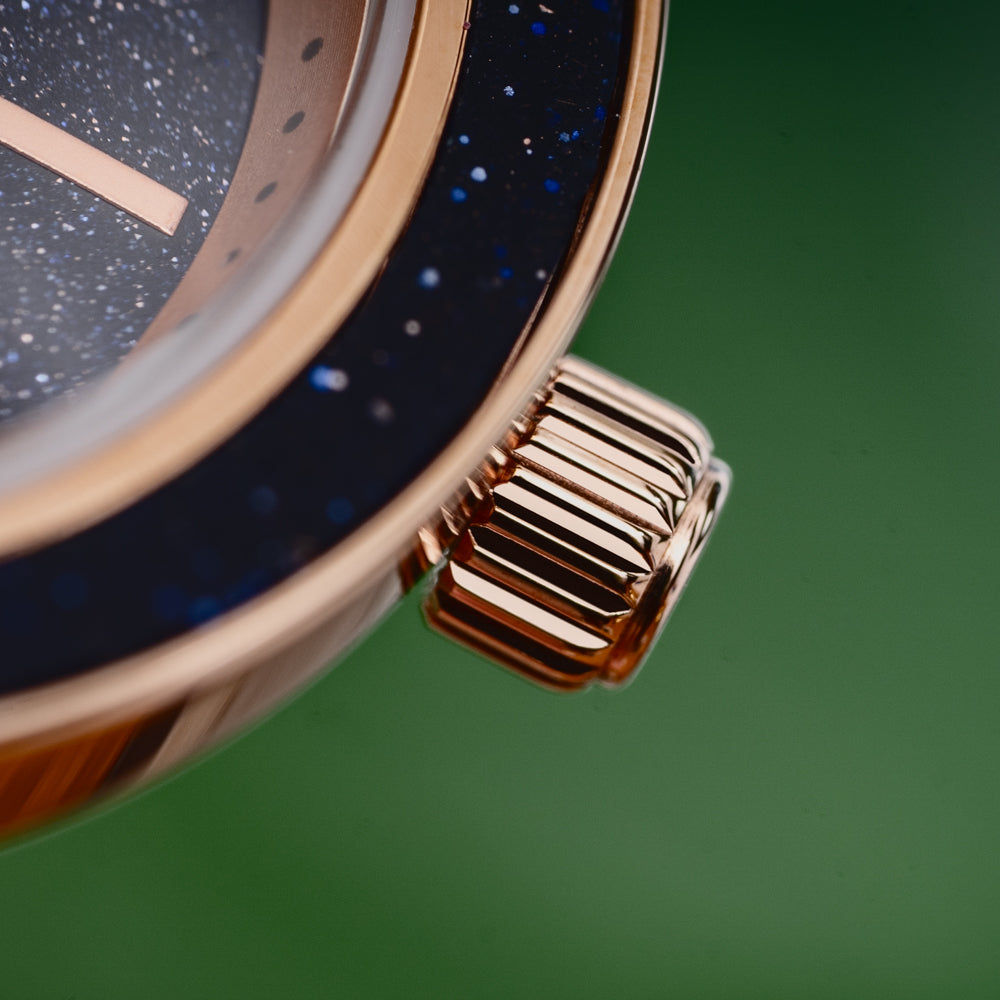 rose gold engraved wood watch